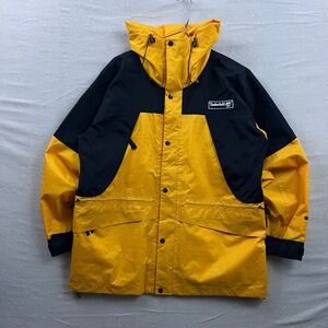 Timberland Gore-Tex Parka Jacket S Yellow Black Weathergear Waterproof Hooded